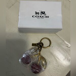 Coach Gold and Red Cherry Key Holder, Brand New,